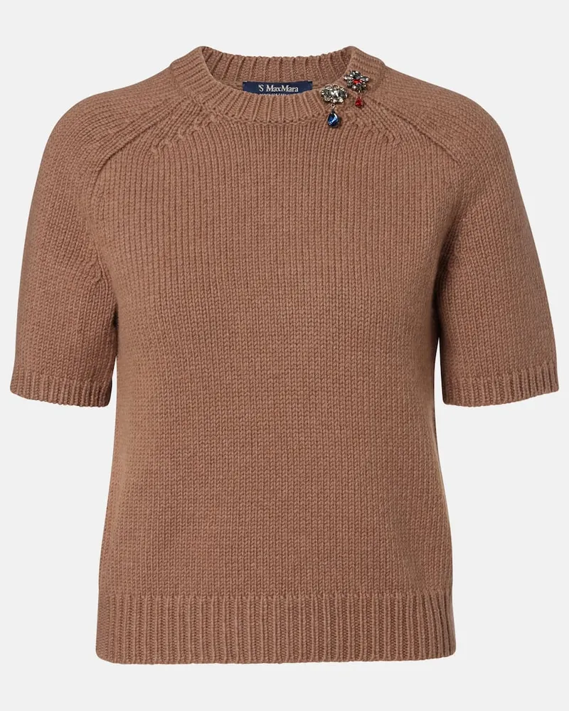 Max Mara Top Pepil aus Wolle und Kaschmir Braun