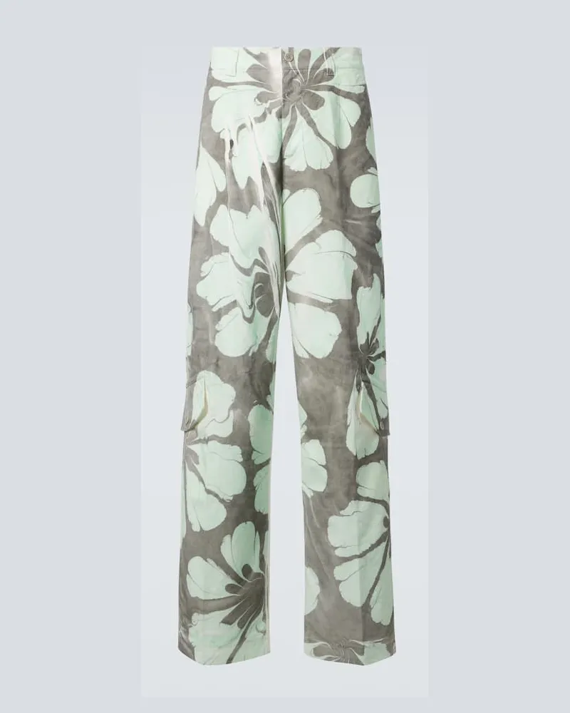Dries van Noten Weite Hose aus Baumwolle Grau