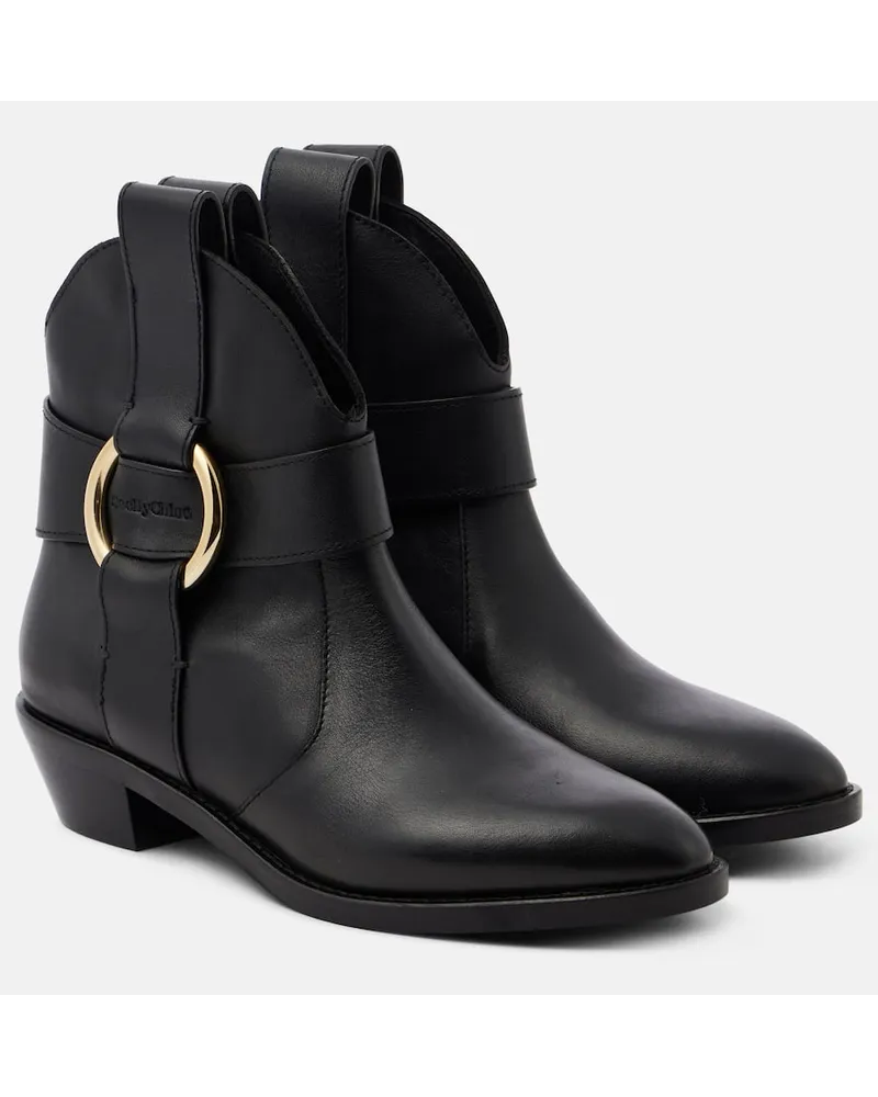 See by Chloé See By Chloe Ankle Boots New Ring aus Leder Schwarz