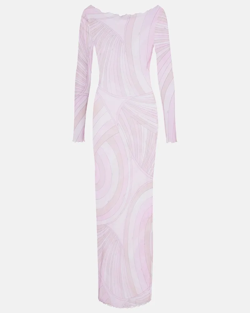 Emilio Pucci Bedrucktes Maxikleid Iride aus Jersey Rosa