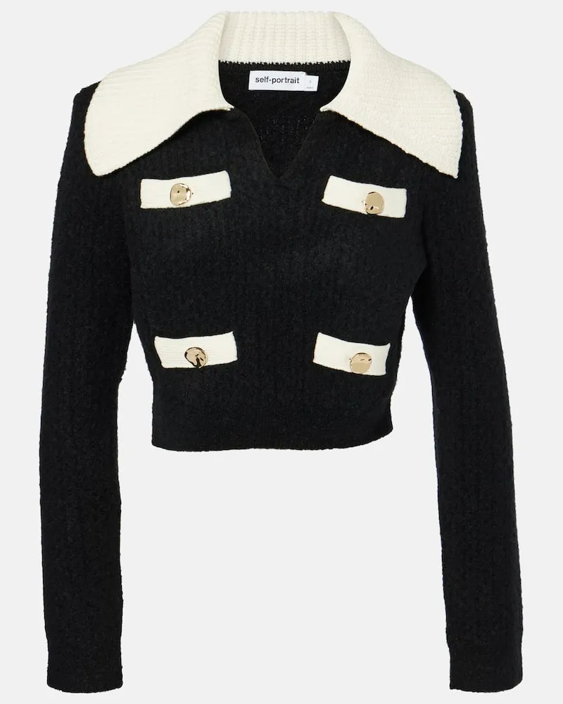 Self-Portrait Pullover aus einem Alpakawollgemisch Schwarz