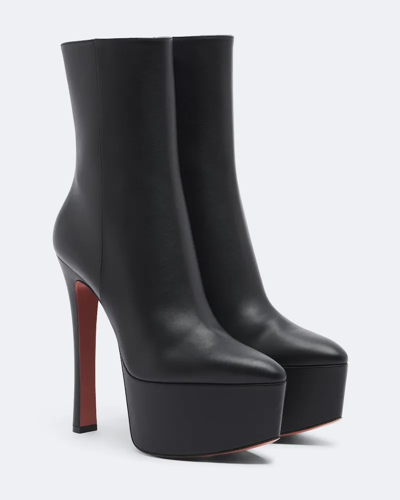 Amina Muaddi Ankle Boots Cynthia aus Leder Schwarz