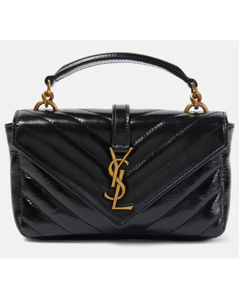 Saint Laurent Schultertasche College Mini aus Matelassé-Leder Schwarz