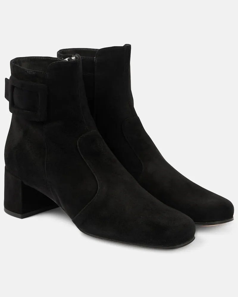 Roger Vivier Ankle Boots Très Vivier 45 aus Veloursleder Schwarz