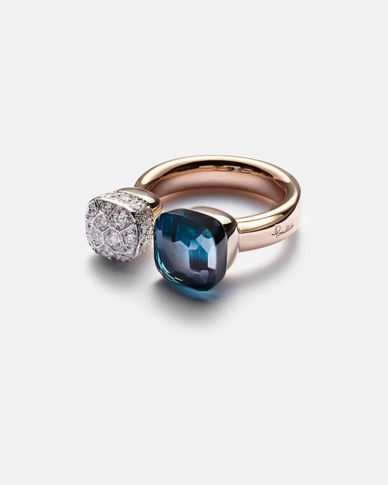 Pomellato Ring Nudo aus 18kt Gelbgold mit Diamanten und Topas Gold