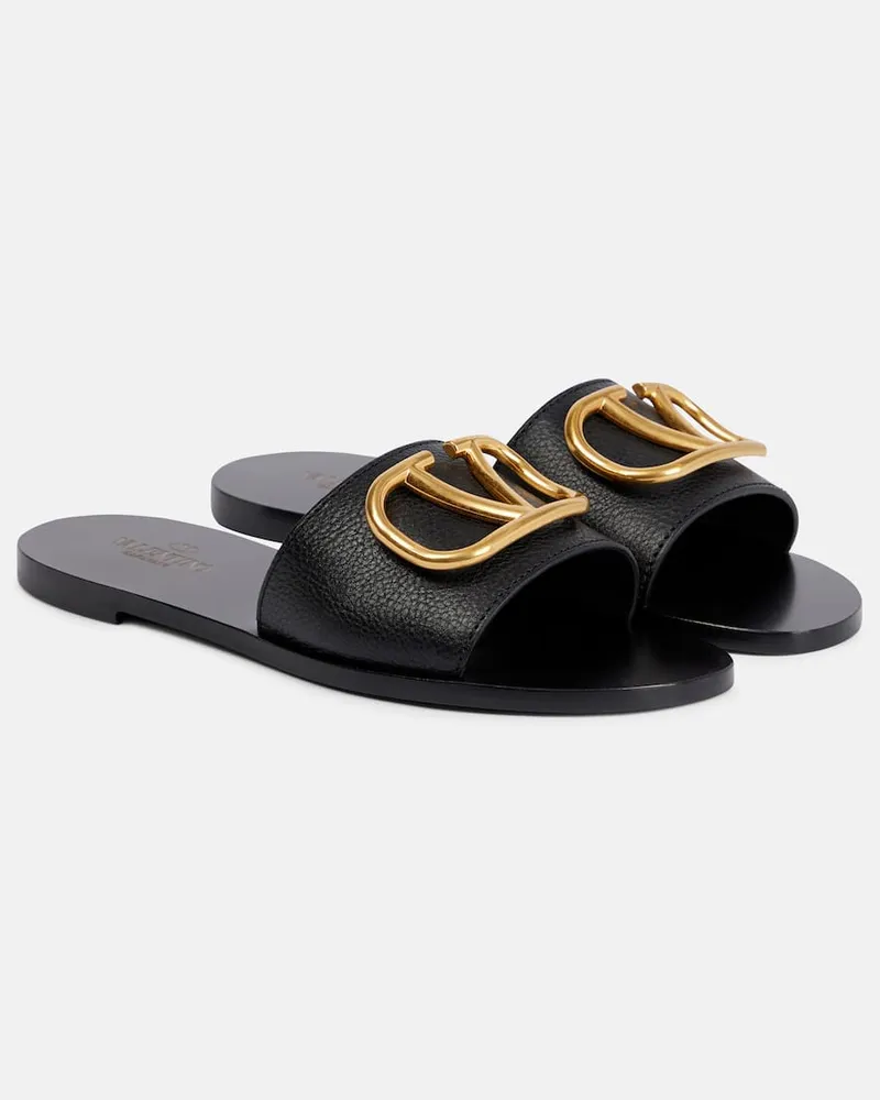 Valentino Garavani Pantoletten VLogo Signature aus Leder Schwarz