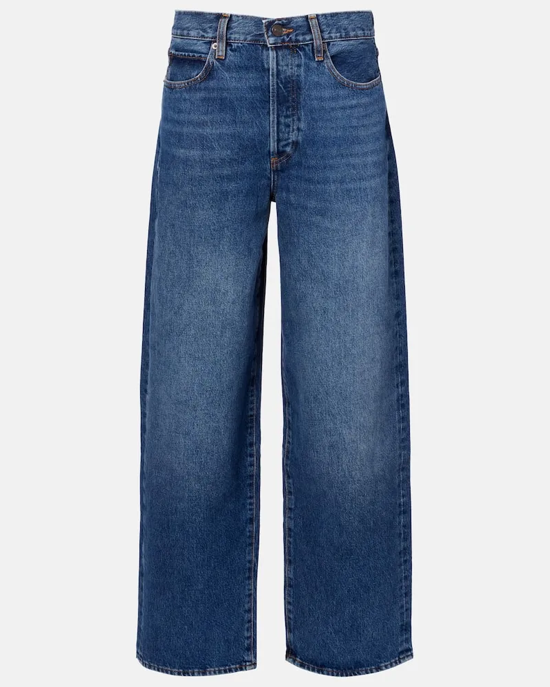 Frame Denim High-Rise Wide-Leg Jeans Detour Blau