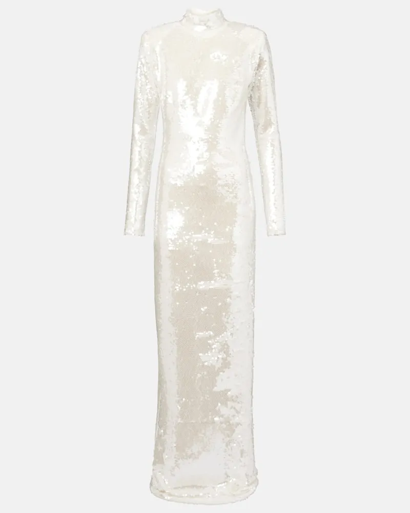 The New Arrivals Ilkyaz Ozel Robe Catroux mit Pailletten Weiß