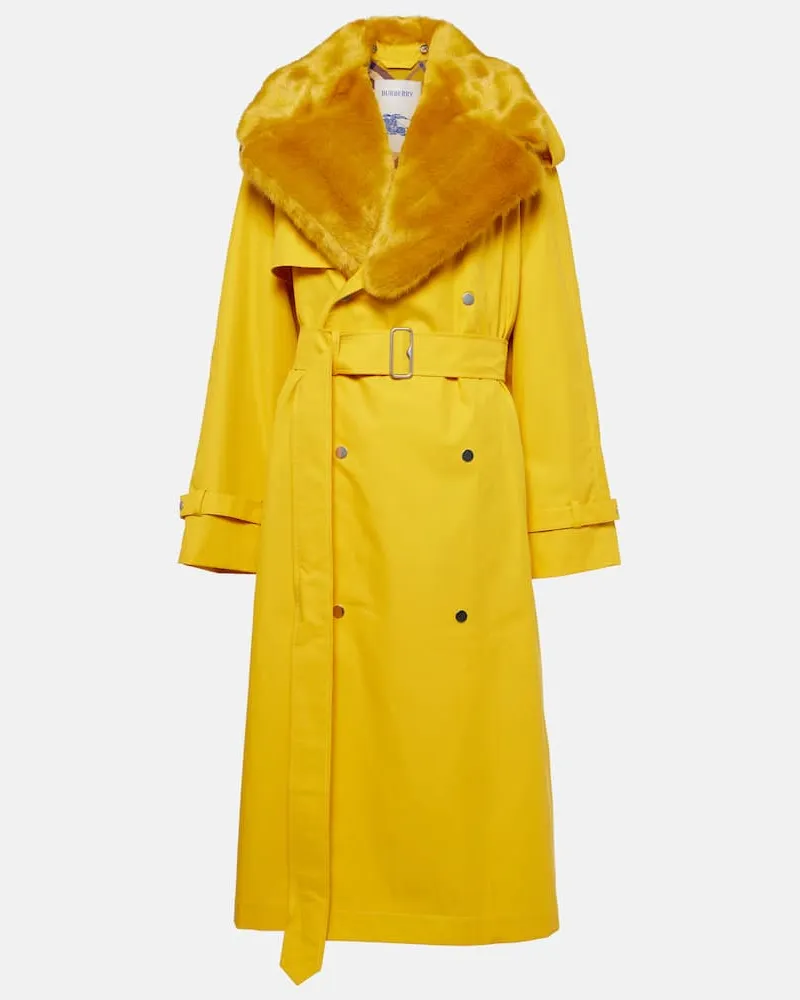 Burberry Trenchcoat Kensington aus Gabardine Gelb