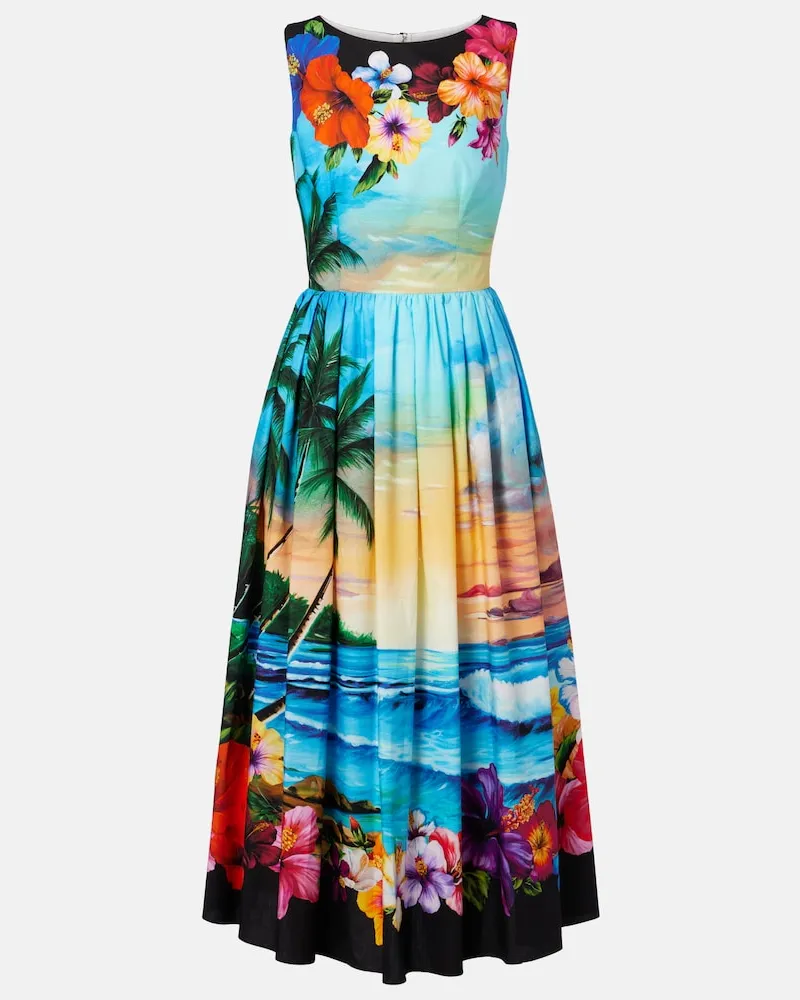 Dolce & Gabbana Midikleid aus Baumwolle Multicolor
