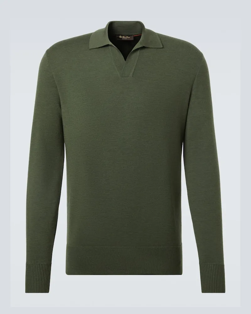 Loro Piana Polopullover aus Schurwolle Grün