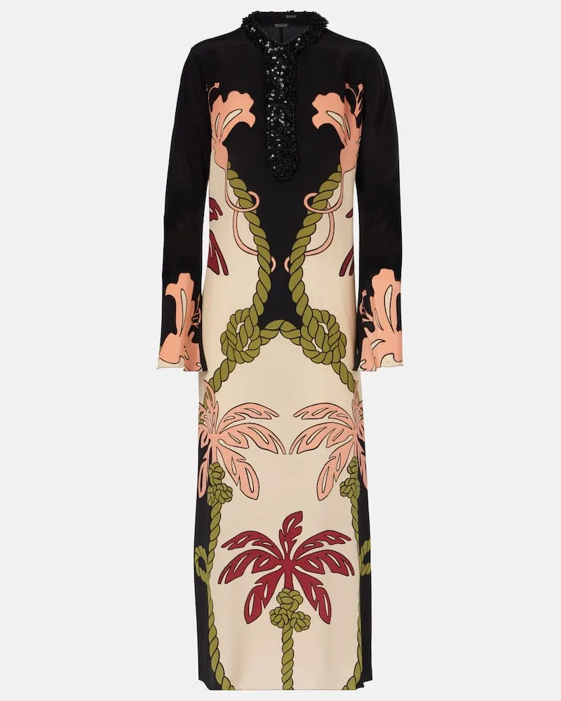 Johanna Ortiz Maxikleid aus Seide mit Pailletten Multicolor