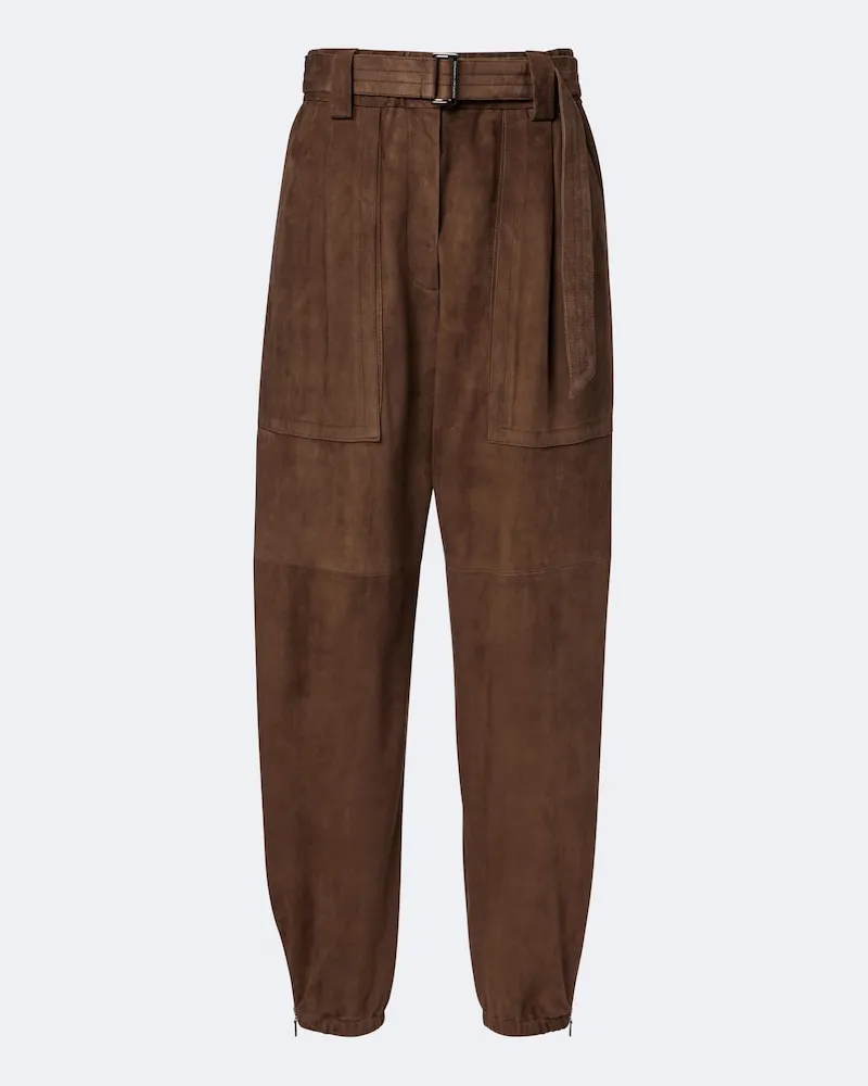 Brunello Cucinelli Hose aus Veloursleder Braun