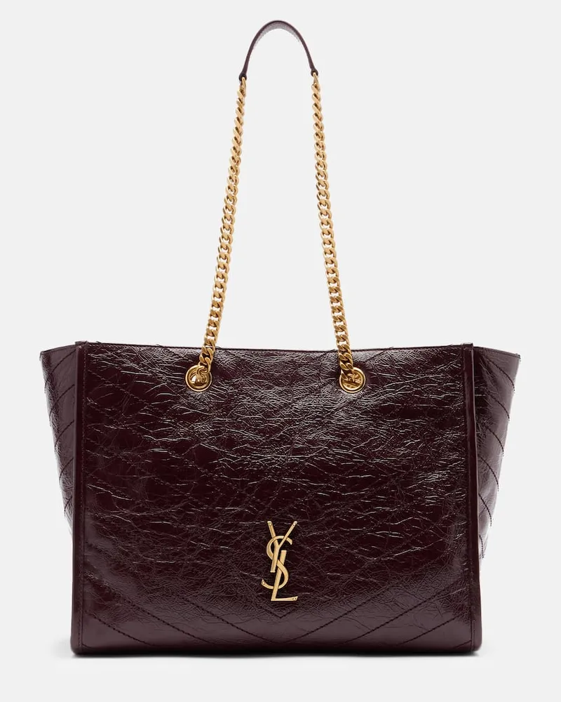 Saint Laurent Schultertasche Niki Large aus Leder Burgunderrot