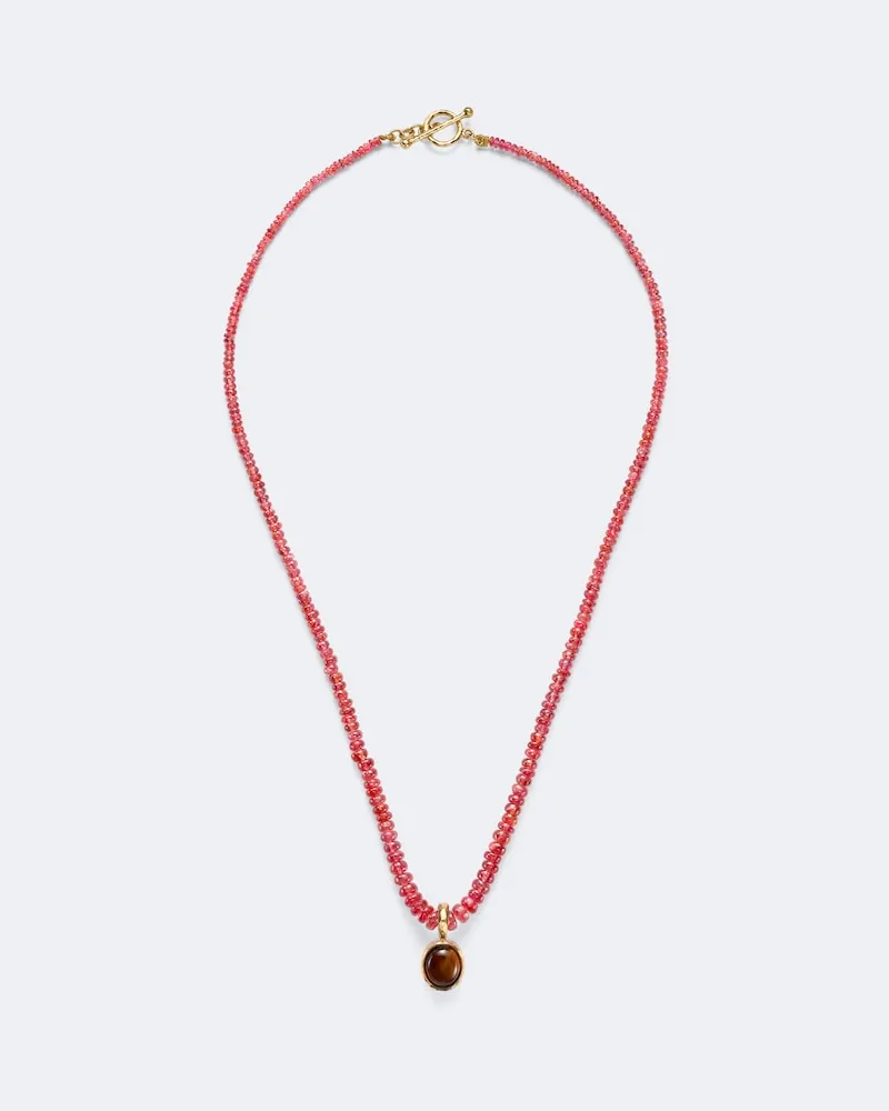 Octavia Elizabeth Halskette aus 18kt Gelbgold mit Spinellen und Tigerauge Gold