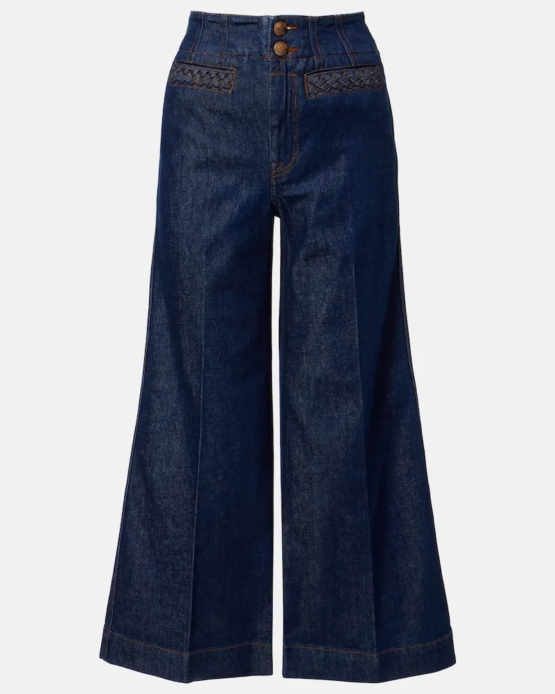 Zimmermann Cropped Flared Jeans Aster Blau