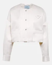 Prada Cropped-Jacke aus Seide Weiss