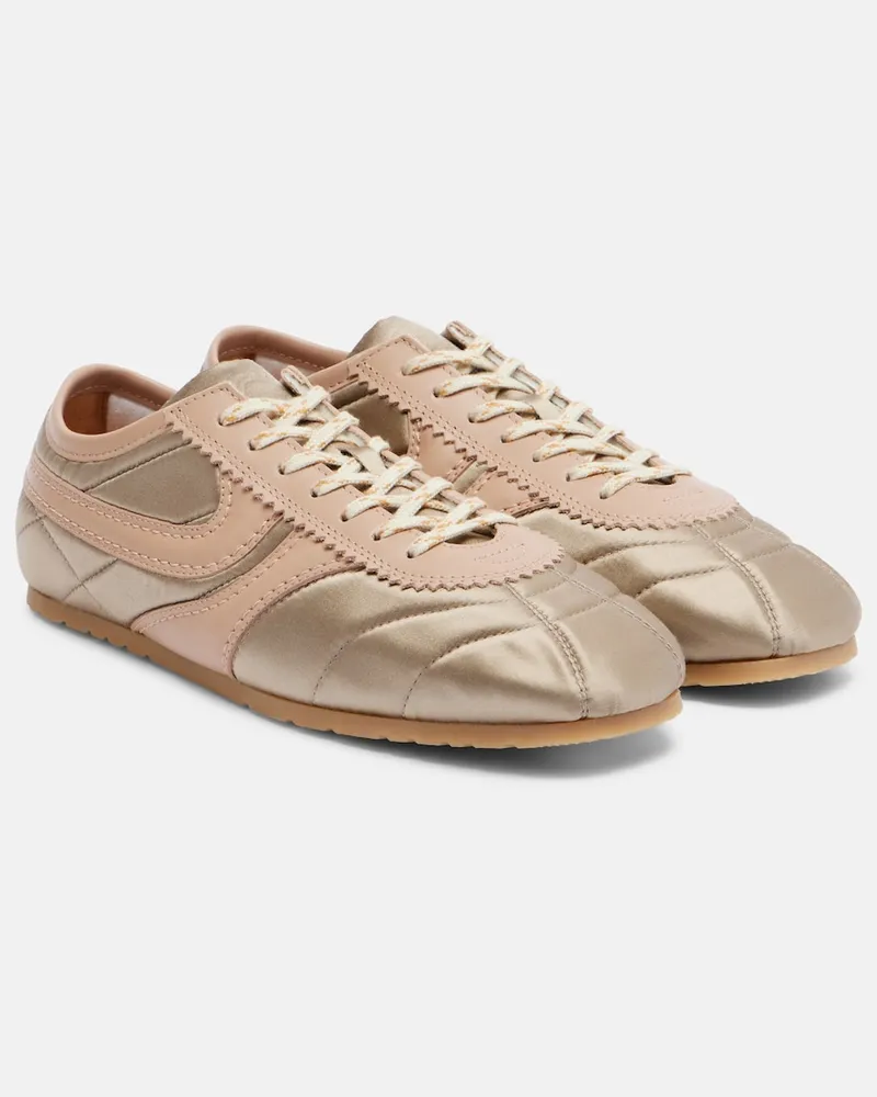 Dries van Noten Sneakers aus Satin und Leder Grau