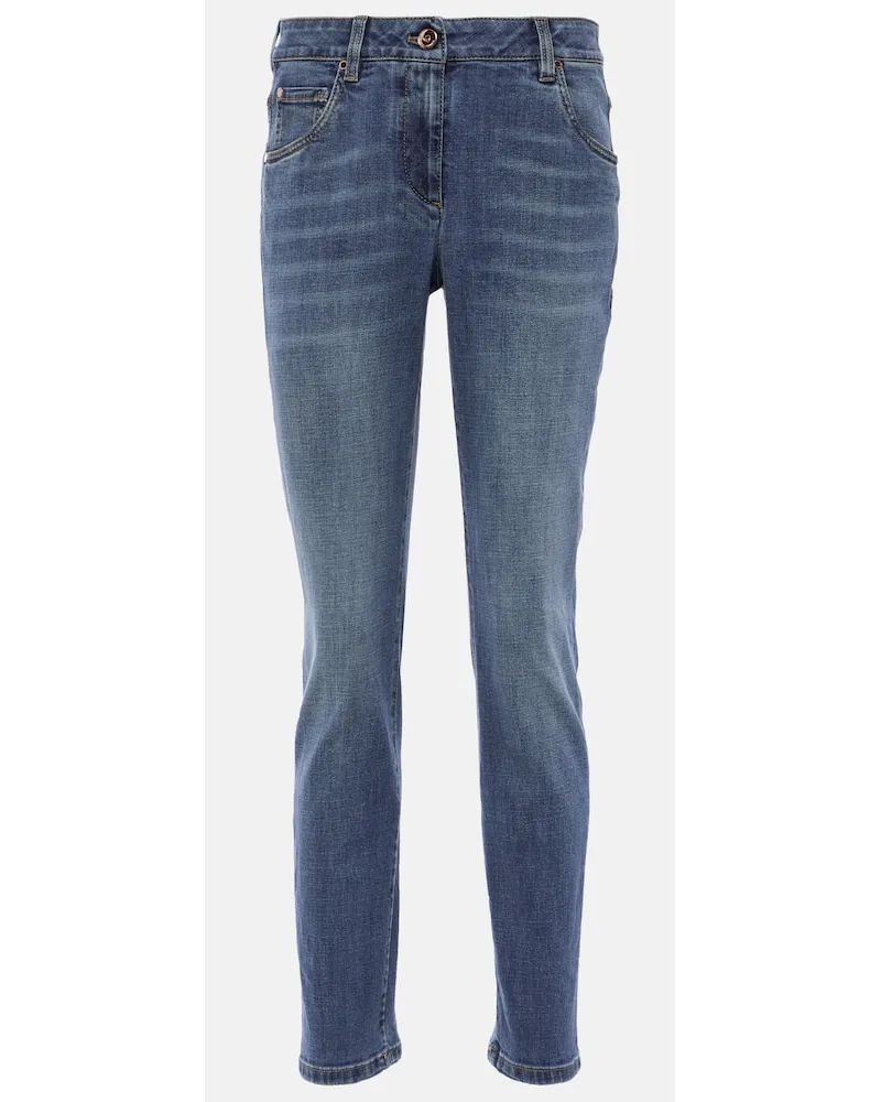 Brunello Cucinelli Mid-Rise Skinny Jeans Blau