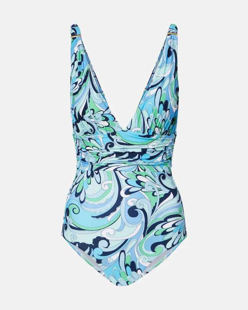 Melissa Odabash Bedruckter Badeanzug Panarea Blau