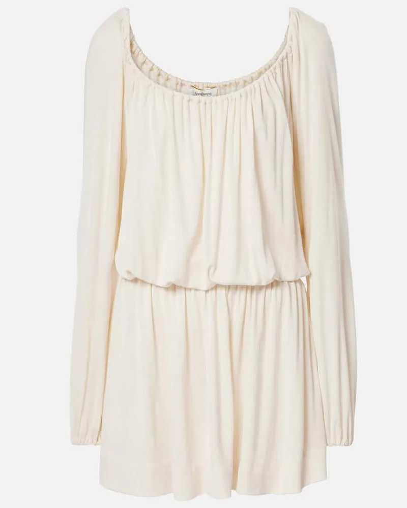 Saint Laurent Minikleid aus Jersey Weiß