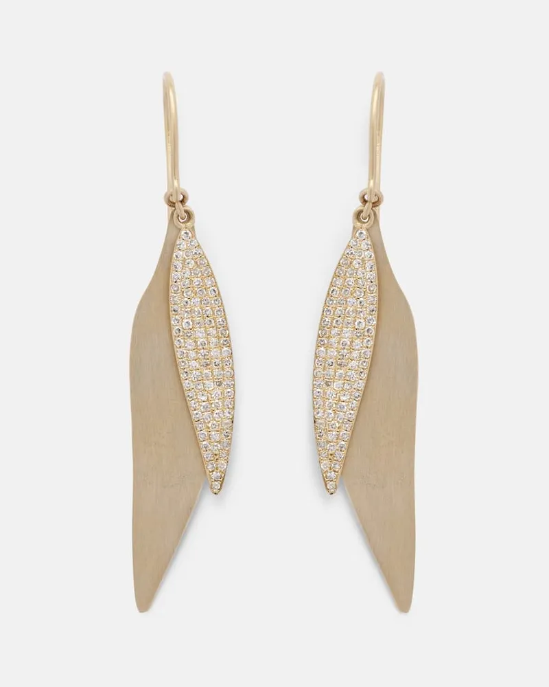 Ileana Makri Ohrringe Falling Leaves aus 18kt Gelbgold mit Diamanten Gold