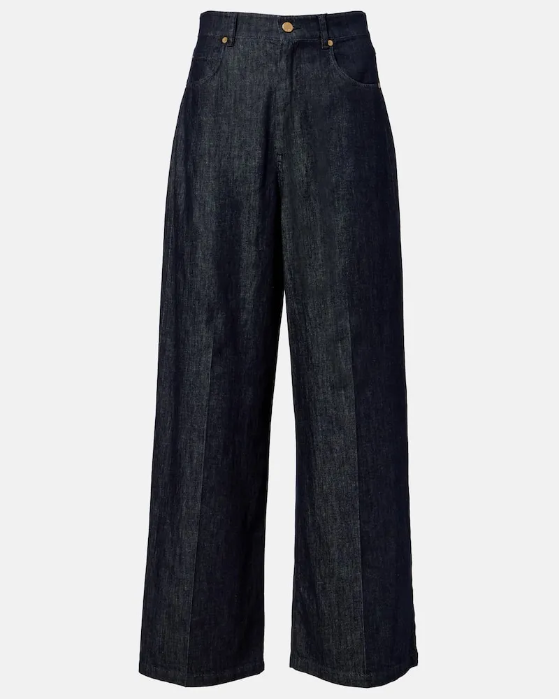 Max Mara High-Rise Wide-Leg Jeans Lavinia Blau