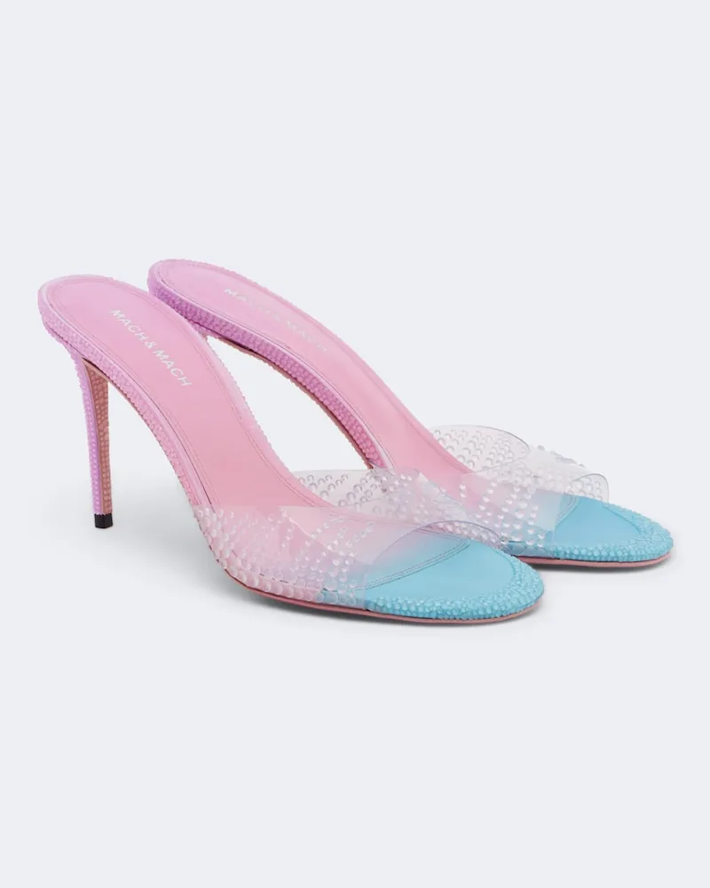 Mach & Mach Verzierte Pantoletten Crystal Flame Rosa