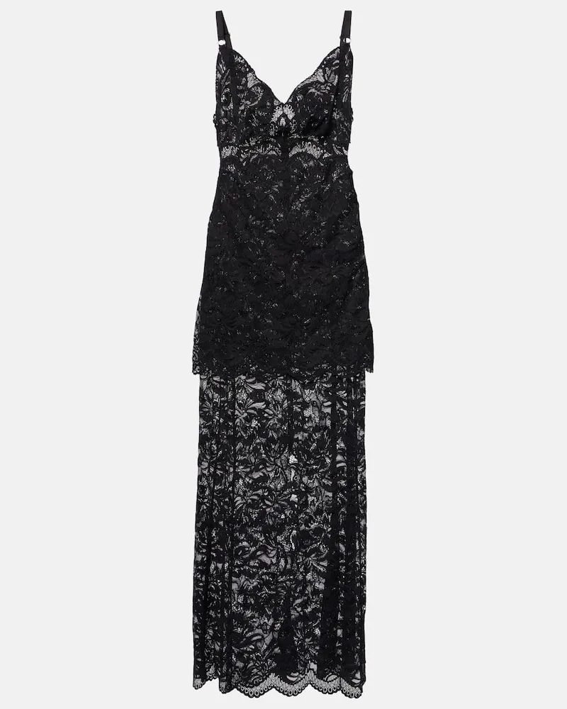 Paco Rabanne Maxikleid aus Spitze Schwarz