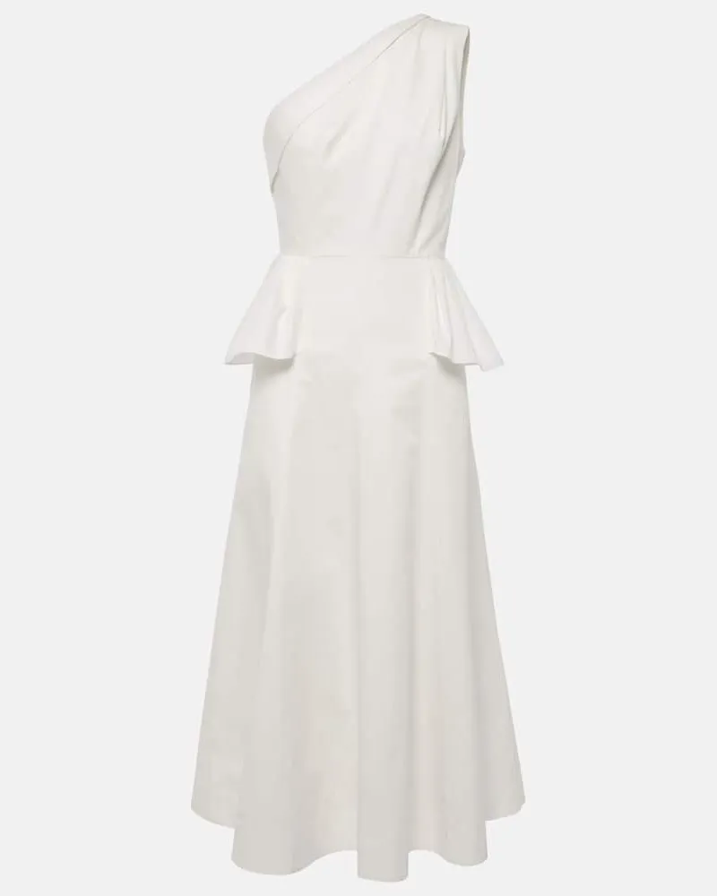 Roland Mouret One-Shoulder-Midikleid aus Baumwollpopeline Weiß