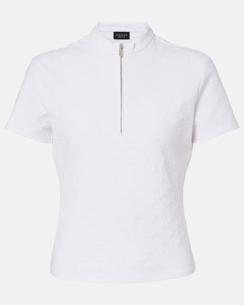 Gucci Top GG aus Jacquard-Jersey Weiß