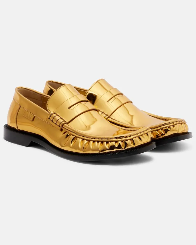 Loewe Loafers Campo aus Metallic-Leder Gold