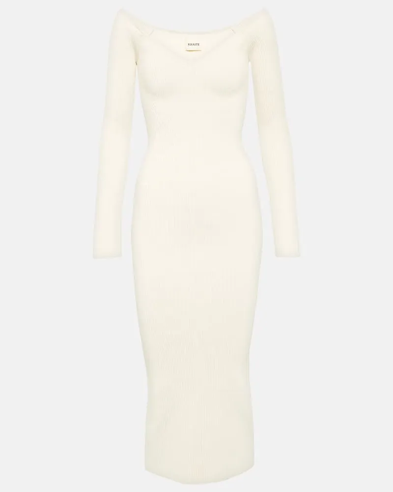 KHAITE Schulterfreies Midikleid Pia Weiß