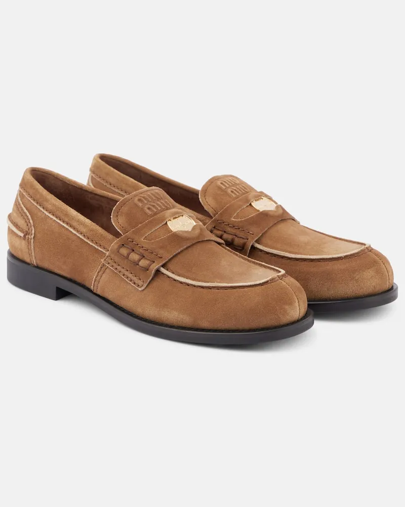 Miu Miu Loafers aus Veloursleder Braun