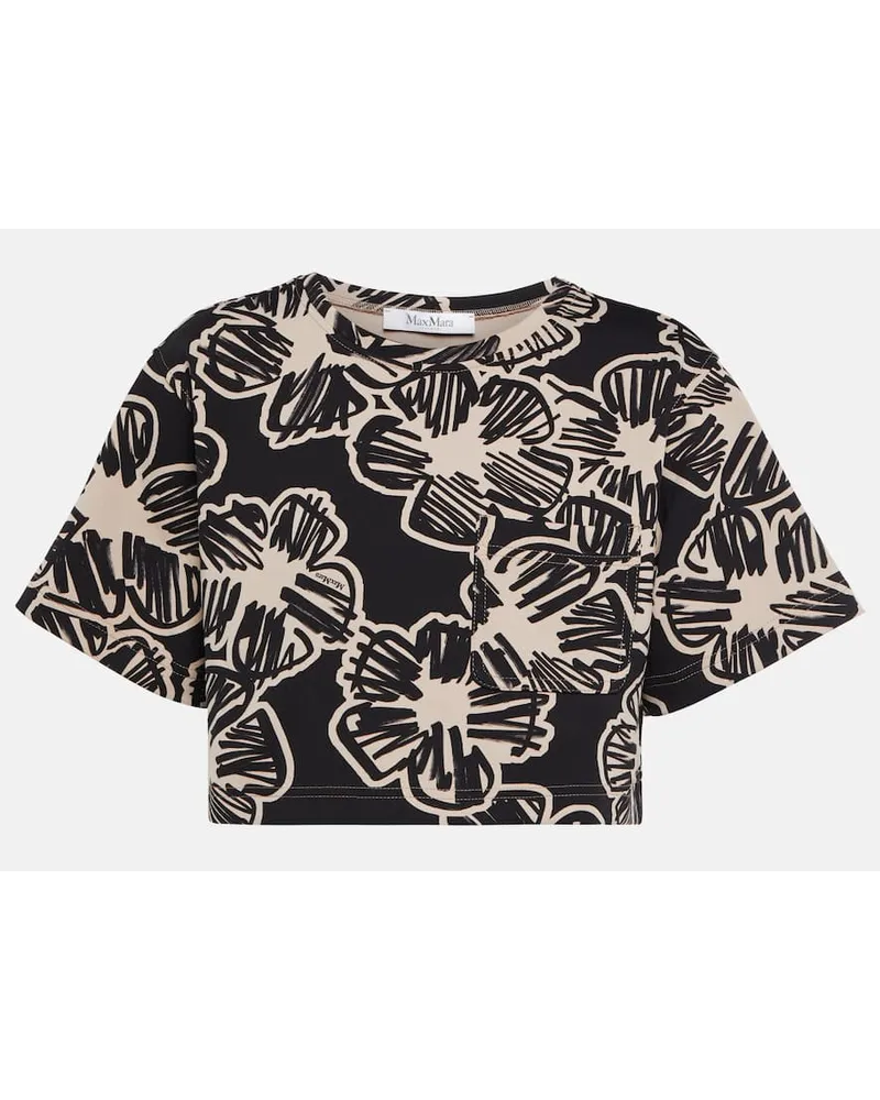 Max Mara Bedrucktes Cropped-Top Apotema Schwarz