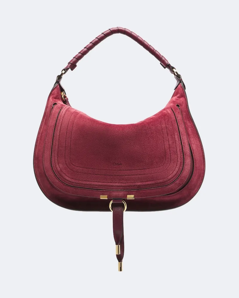Chloé Chloé Schultertasche Marcie Large aus Veloursleder Rosa