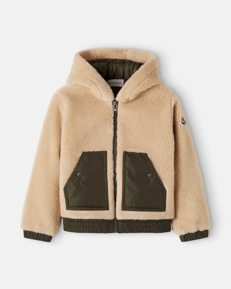 Moncler Kapuzenjacke aus Teddyfleece Beige