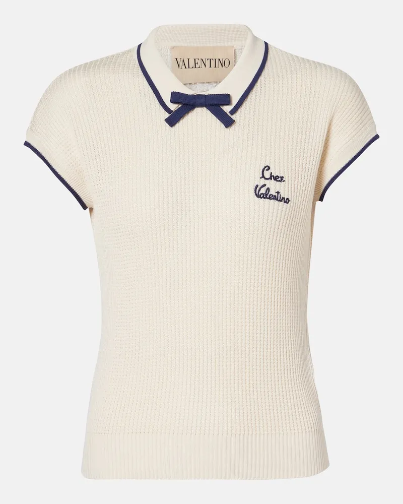 Valentino Garavani Top Chez Valentino aus einem Baumwollgemisch Weiß