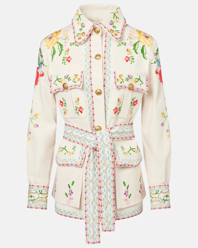 Valentino Garavani Bestickte Jacke aus Denim Multicolor