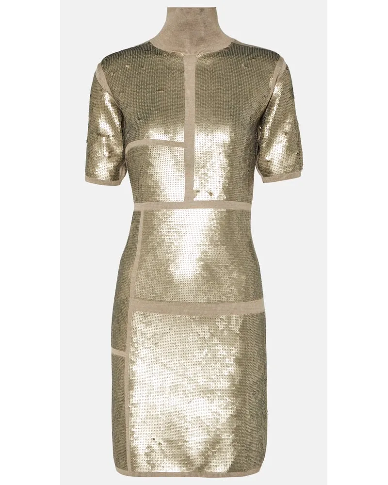 Joseph Minikleid aus einem Wollgemisch mit Pailletten Beige
