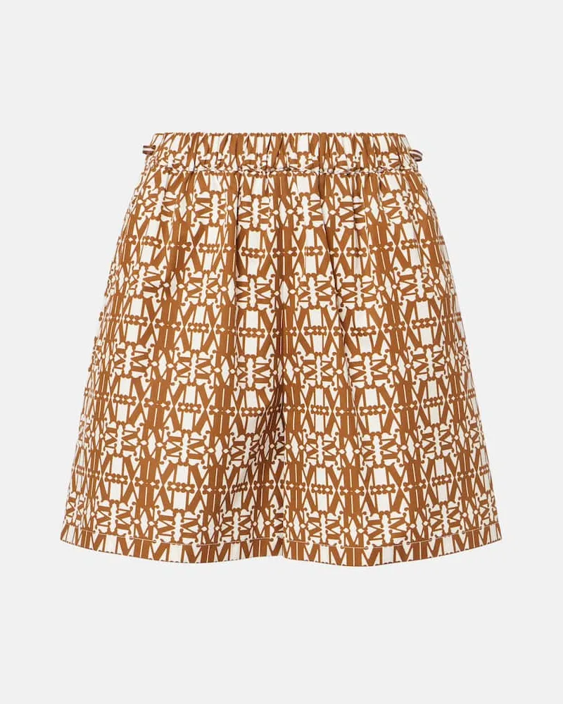 Max Mara High-Rise Shorts Taiga aus Baumwolle Braun