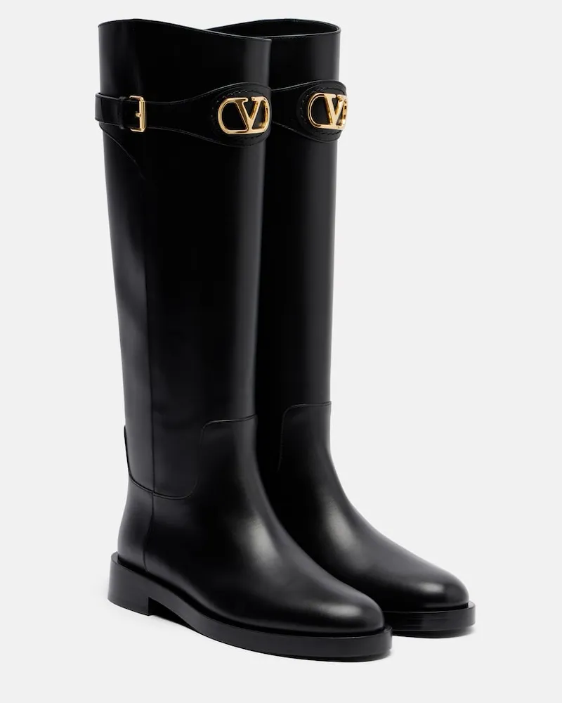 Valentino Garavani Stiefel VLogo aus Leder Schwarz