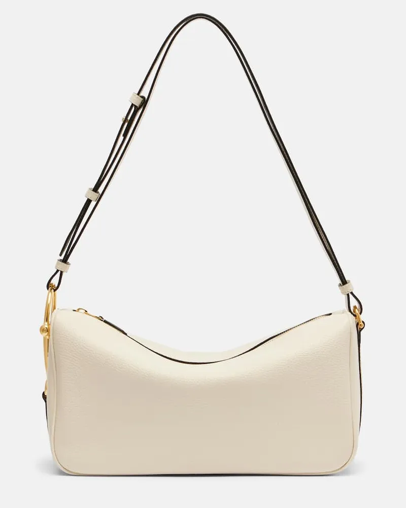 Gucci Schultertasche Half Horsebit Medium aus Leder Weiß