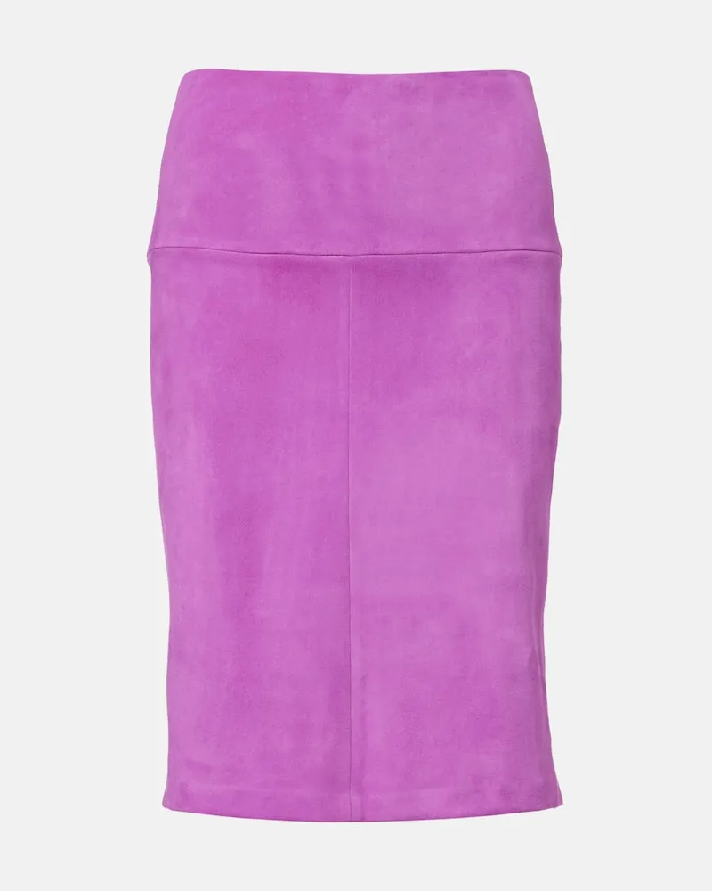 Stouls Bleistiftrock Gin aus Veloursleder Rosa