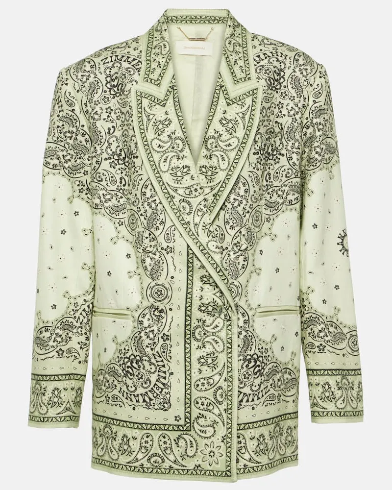 Zimmermann Bedruckter Blazer Matchmaker aus Leinen Grün