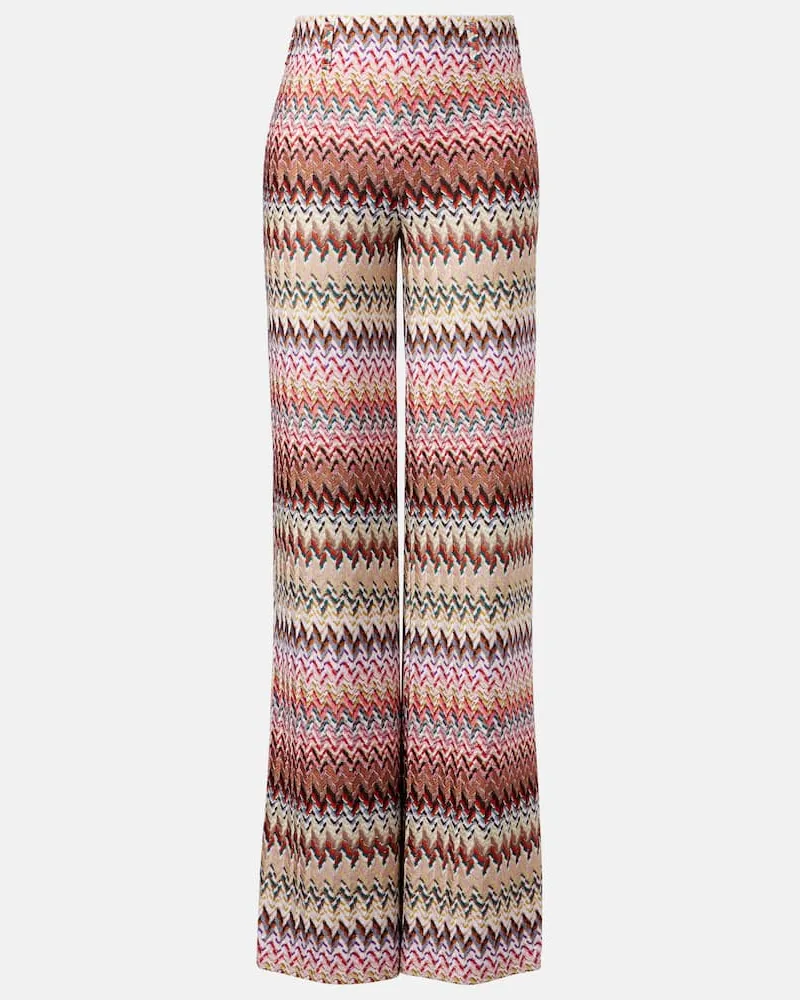 Missoni Weite Hose Zig Zag aus Häkelstrick Multicolor