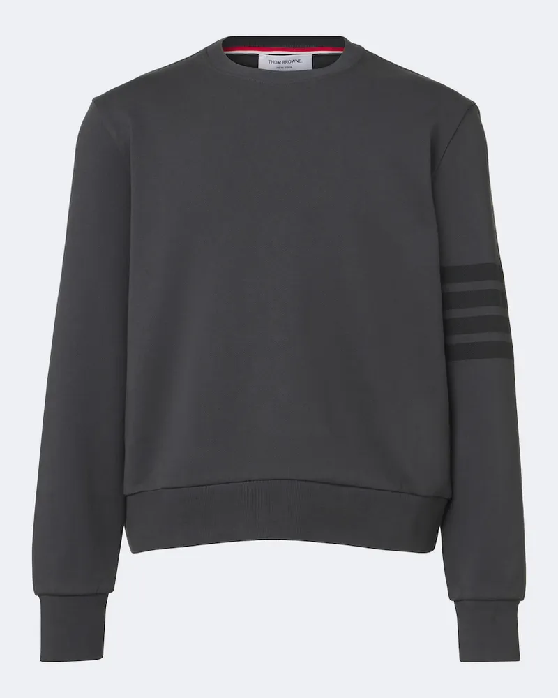 Thom Browne Sweatshirt 4-Bar aus Baumwoll-Jersey Grau