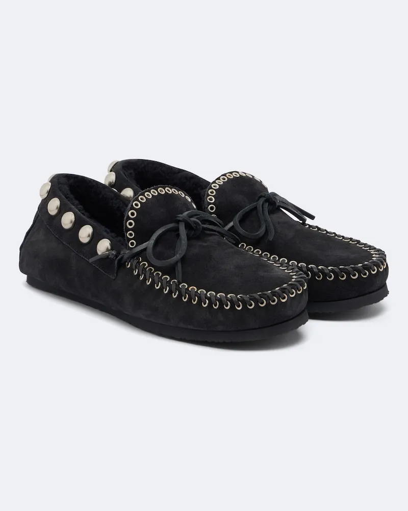 Isabel Marant Loafers Fitza aus Veloursleder Schwarz