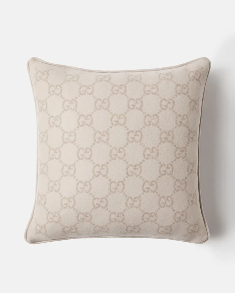 Gucci Kissen GG aus Wolle und Kaschmir Weiß