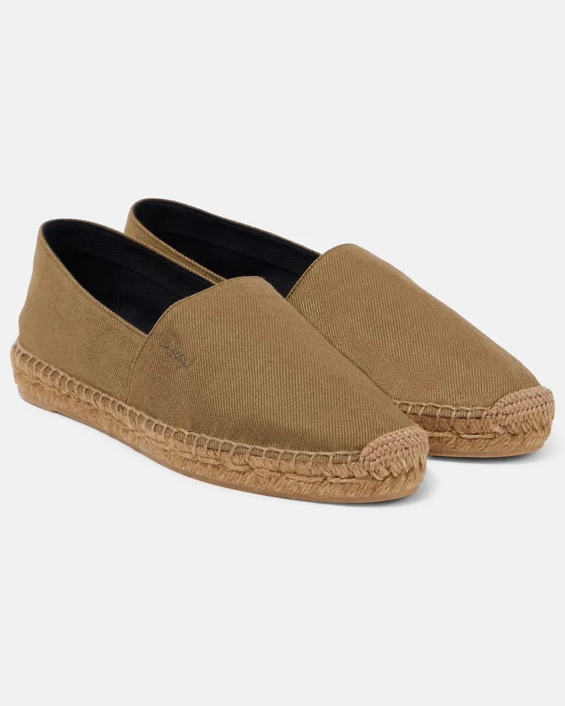 Saint Laurent Espadrilles Cassandre aus Baumwoll-Gabardine Braun